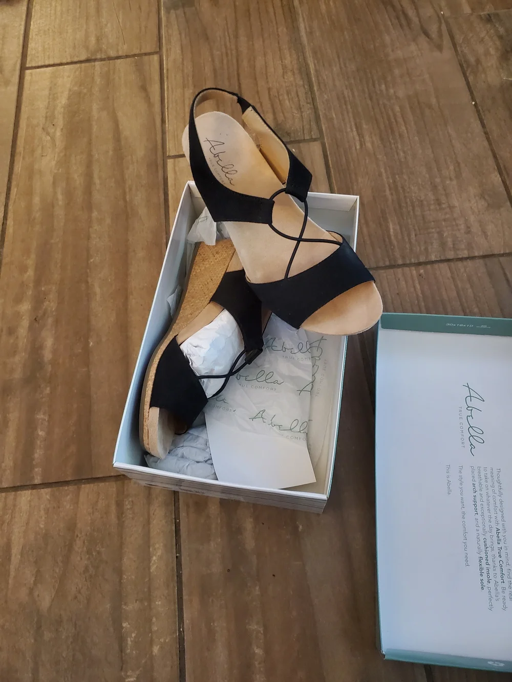 Abella Black Suede Crisscross Wedge Sandals